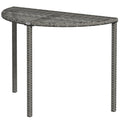 Half Round Side Table, PE Rattan Coffee Table with Metal Frame for Patio, Garden, Balcony, Grey