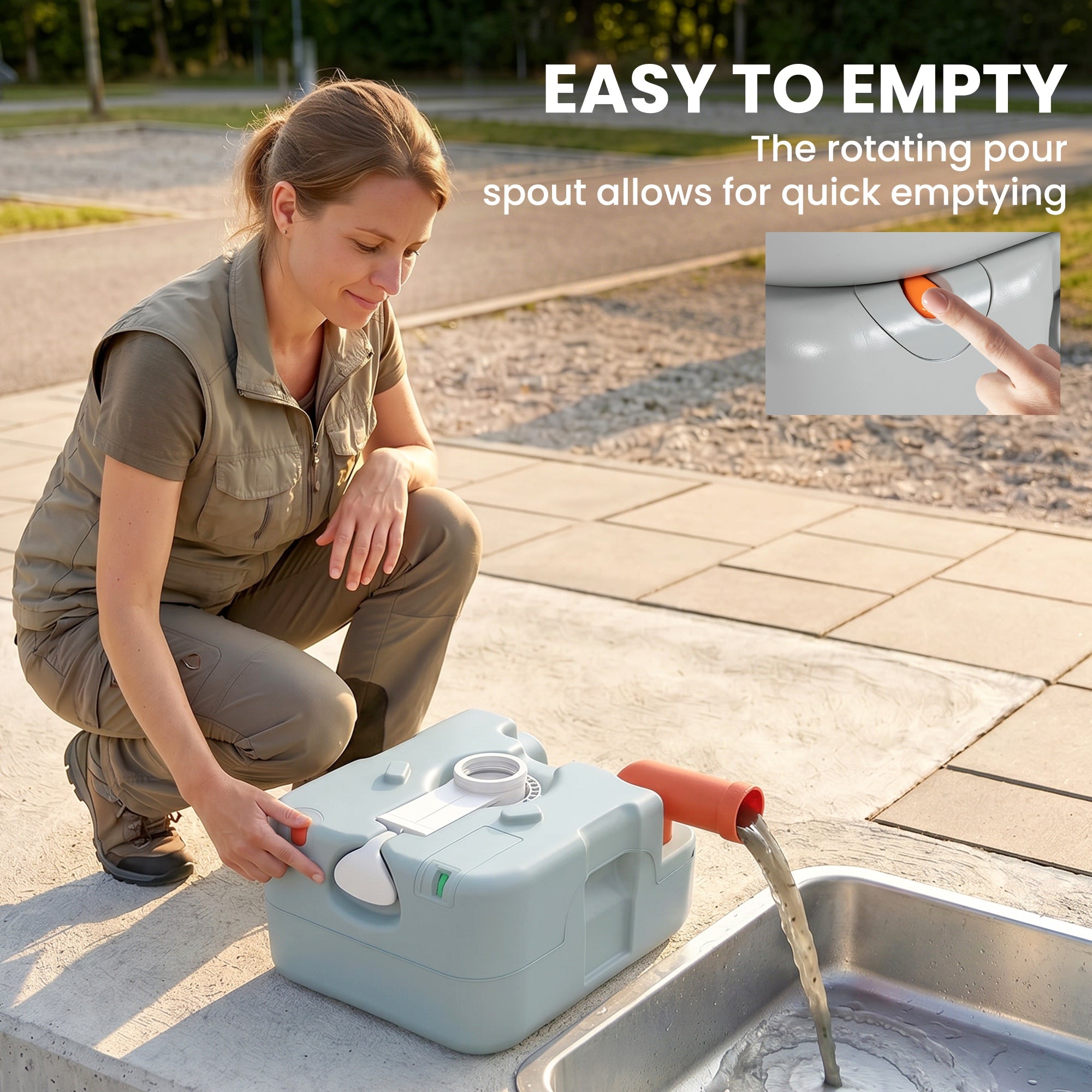 Porta Potty, 5.8 Gallon Portable Toilet with Level Indicator and Anti-Leak Pump for Camping, Boating, Hiking, Travel, RV