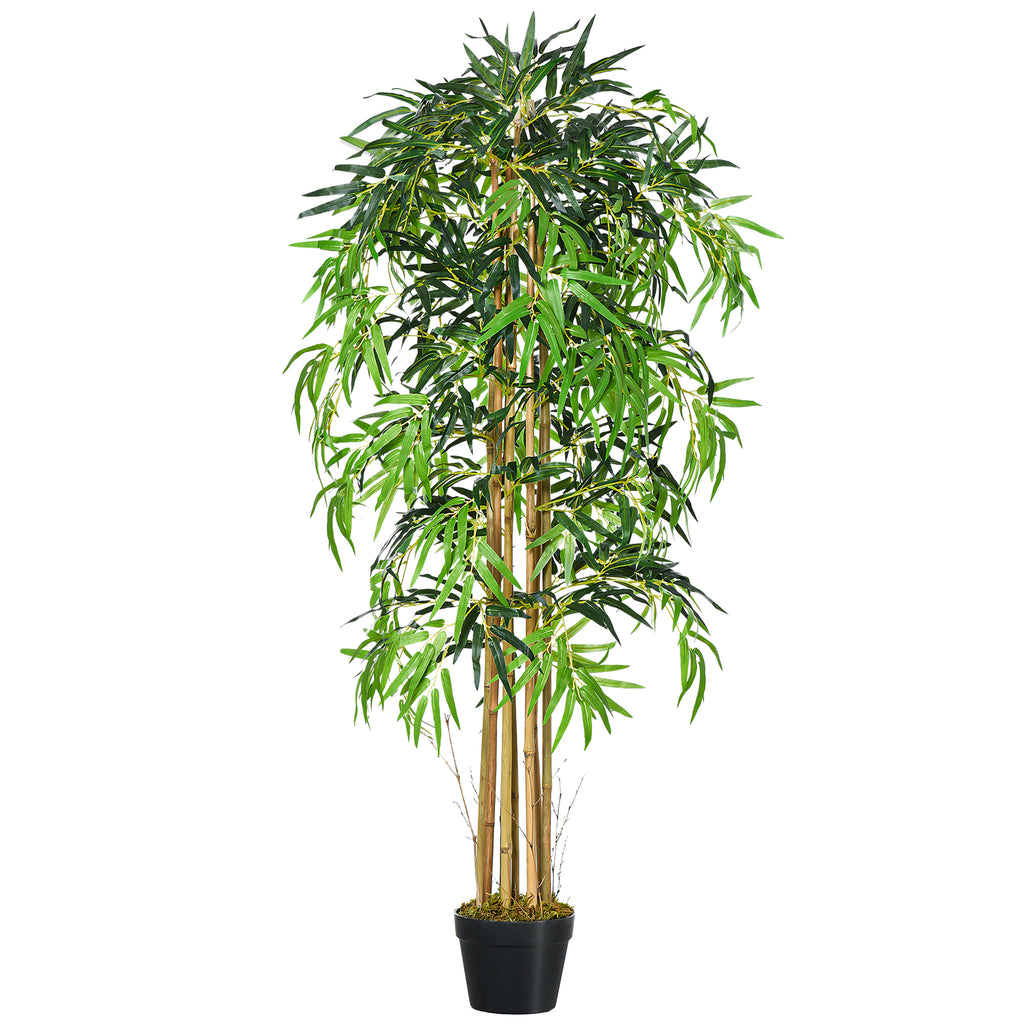 5FT Artificial Bamboo Tree, Fake Plant with 1095 Leaves, Greenery Plant in Nursery Pot for Indoor, Green