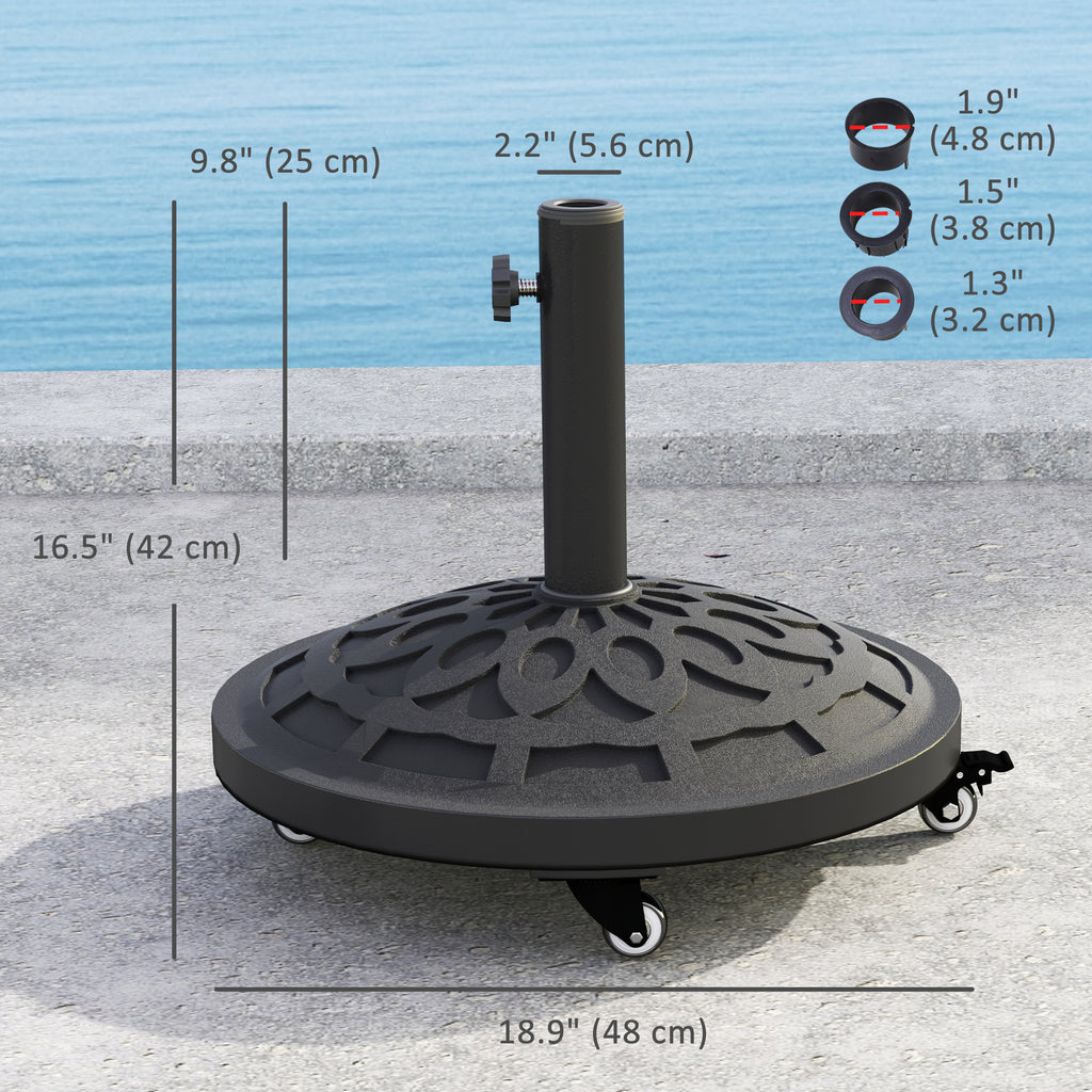 46lbs Resin Round Patio Umbrella Base with Wheels, Umbrella Stand Base, Heavy Duty Patio Umbrella Holder, Black