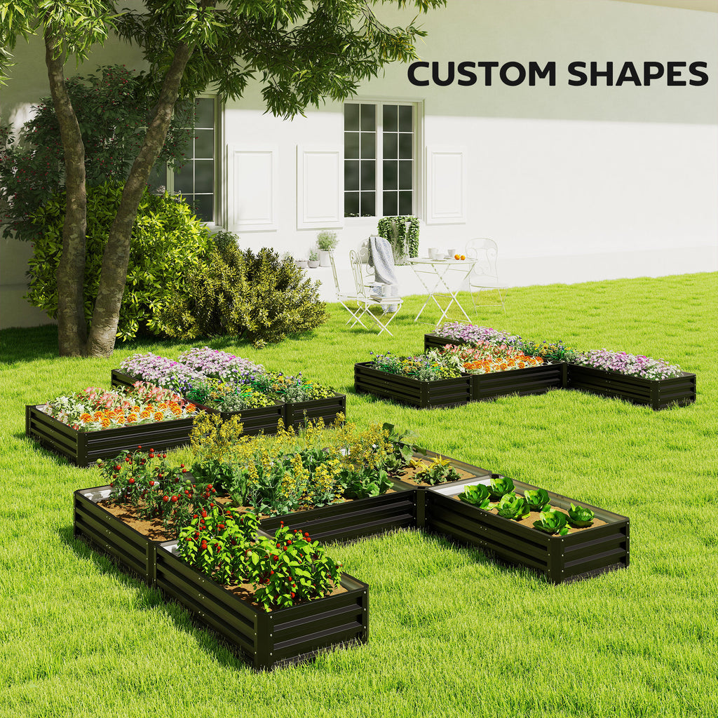Steel Raised Garden Bed, Set of 5 Large Box Planters for Outdoor Plants Vegetables Flowers Herbs, 8x8x1ft, Black