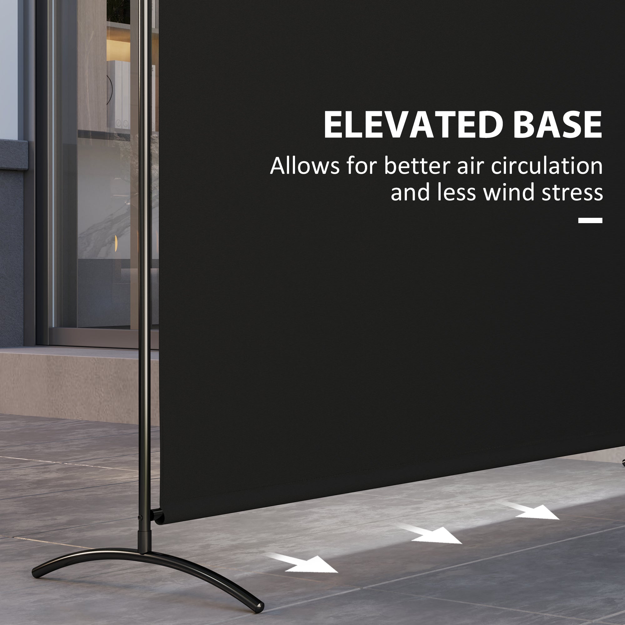 Single Panel Room Divider, UV30+ Privacy Screen, Indoor Outdoor Privacy Panel with Stable Base, Black