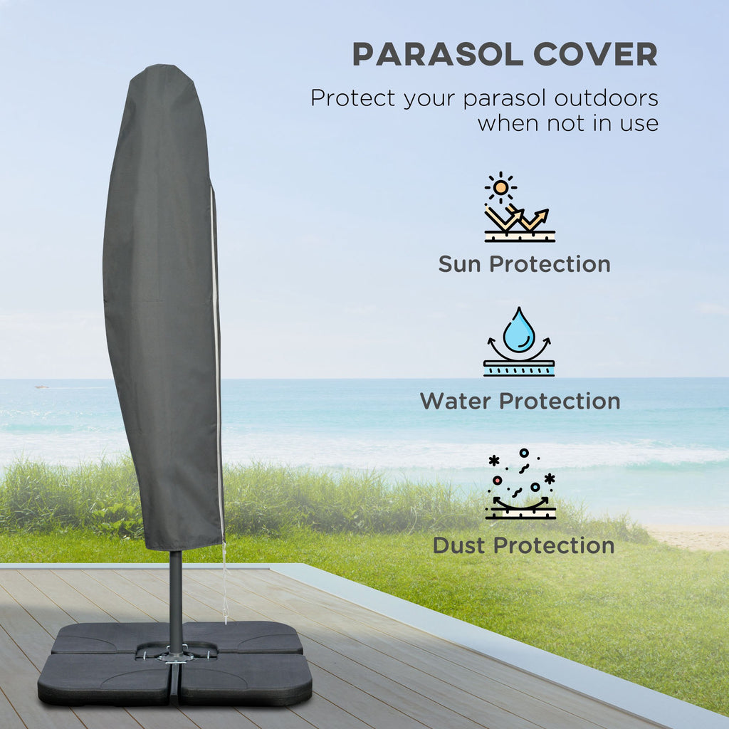 9.6ft Offset Patio Umbrella Garden Hanging Parasol Banana Cantilever Umbrella with Base, Crank, Dark Grey