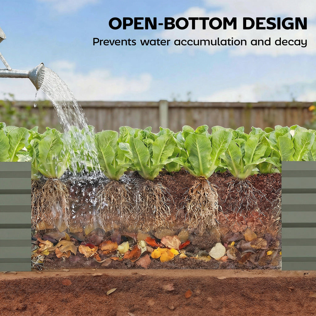 8'x2'x1' Galvanized Raised Bed, Large Elevated Planter Box for Growing Flowers, Herbs and Vegetables, Light Grey