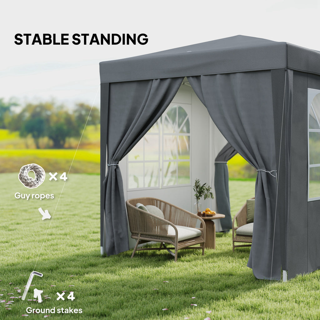 6.6'x6.6' Pop Up Canopy Tent with Sidewalls, Instant Sun Shelter Camping Gazebo with Carry Bag, Grey