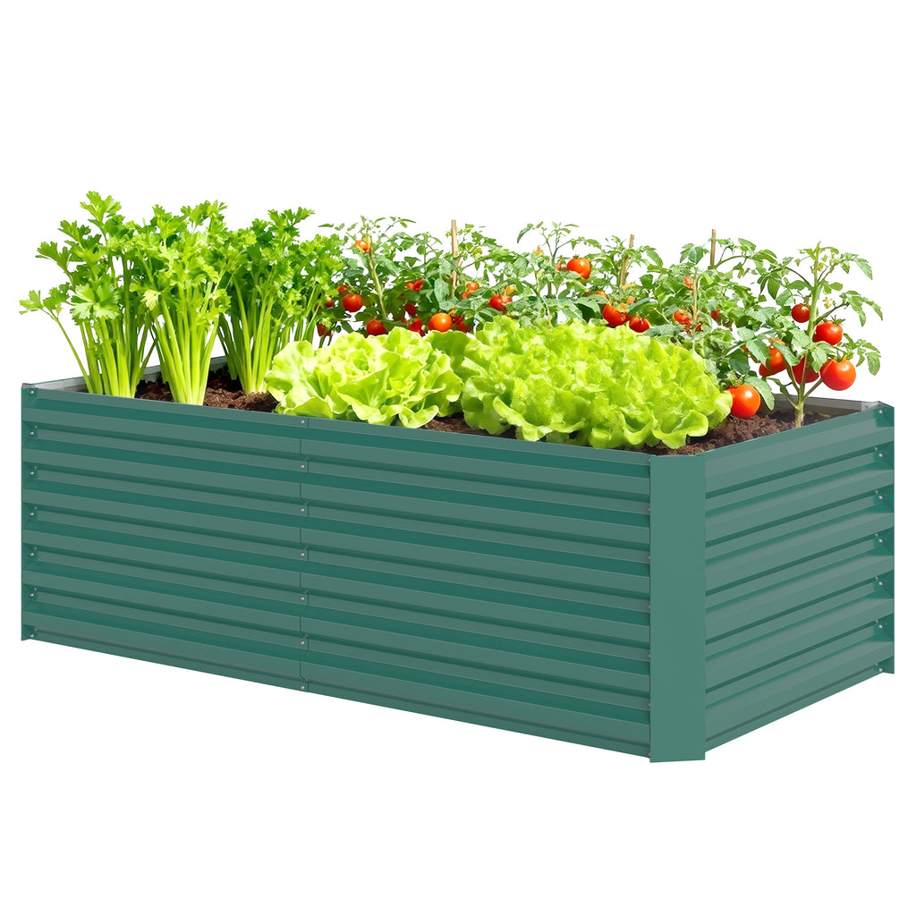 6' x 3' x 2' Raised Garden Bed, Galvanized Planter Box for Growing Flowers, Herbs and Vegetables, Dark Green