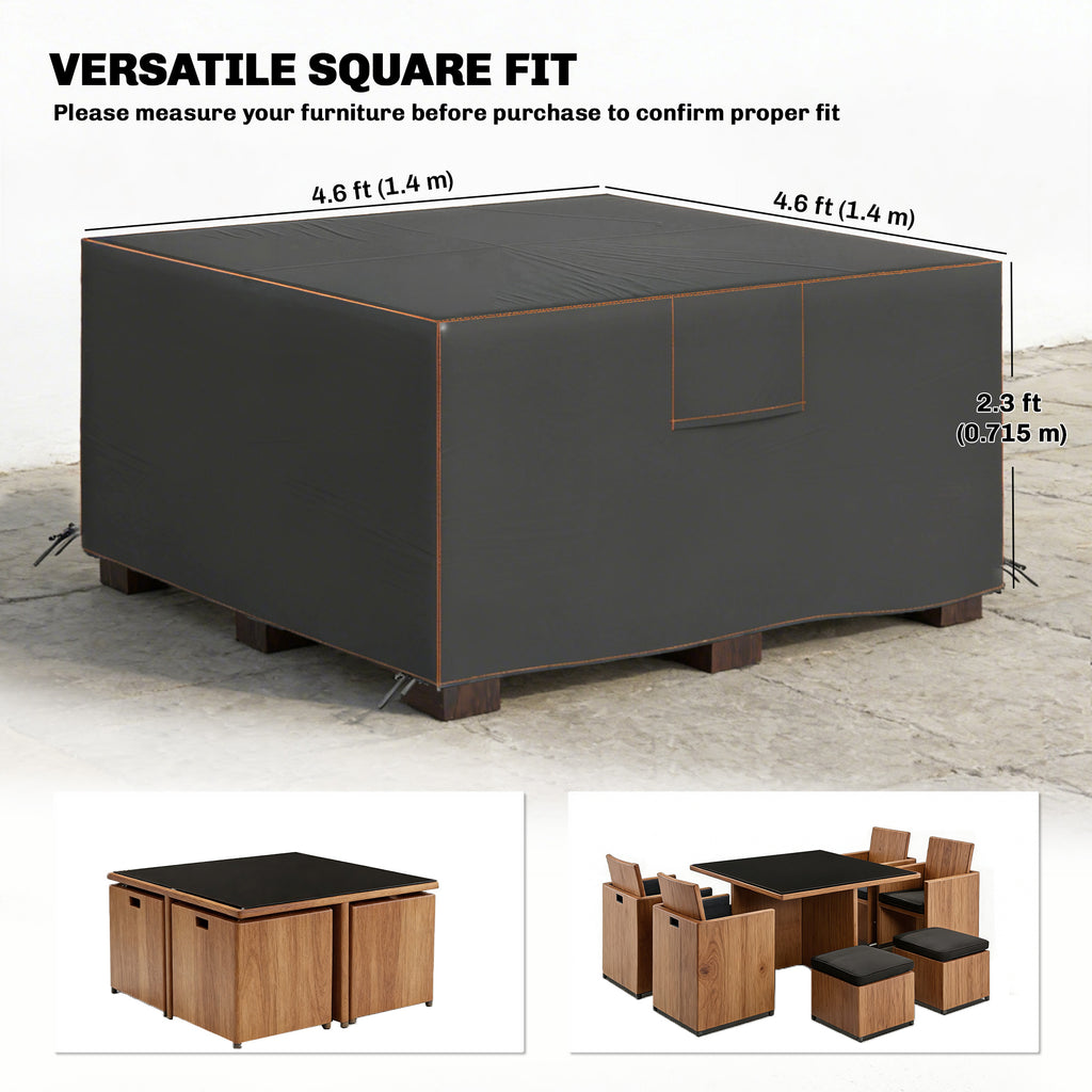 Patio Furniture Cover, Waterproof 420D Heavy Duty Outdoor Furniture Cover with Air Vents, 55.1" x 55.1" x 28.1", Black