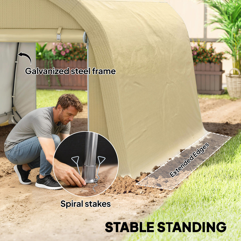 10' x 10' Outdoor Storage Tent, Heavy Duty and Waterproof Portable Shed for Bike, Motorcycle & Garden Tools