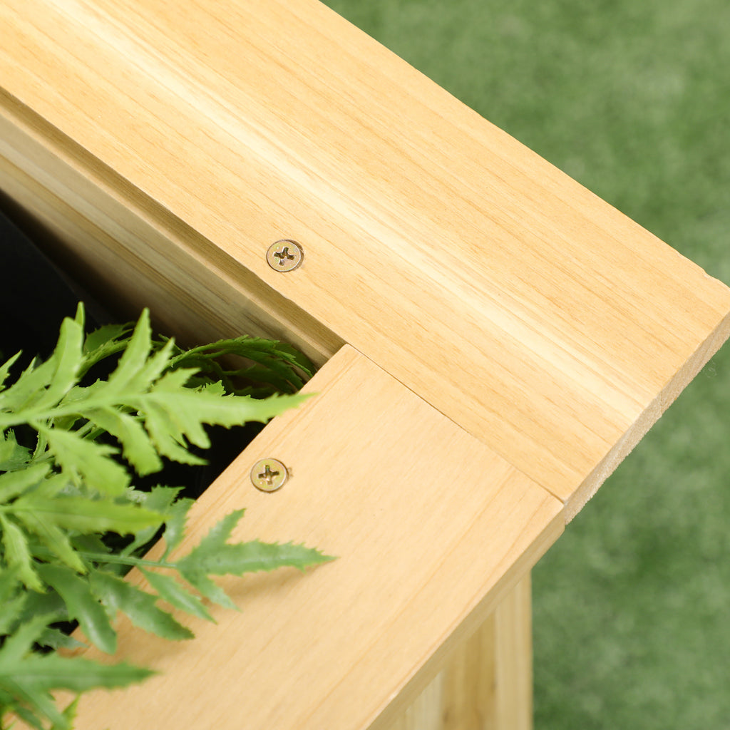 Raised Garden Bed, 47.2" x 47.2" x 19.7" Wooden Elevated Planter Box Outdoor with Legs, for Vegetables, Flowers, Herbs, L-shaped, Natural