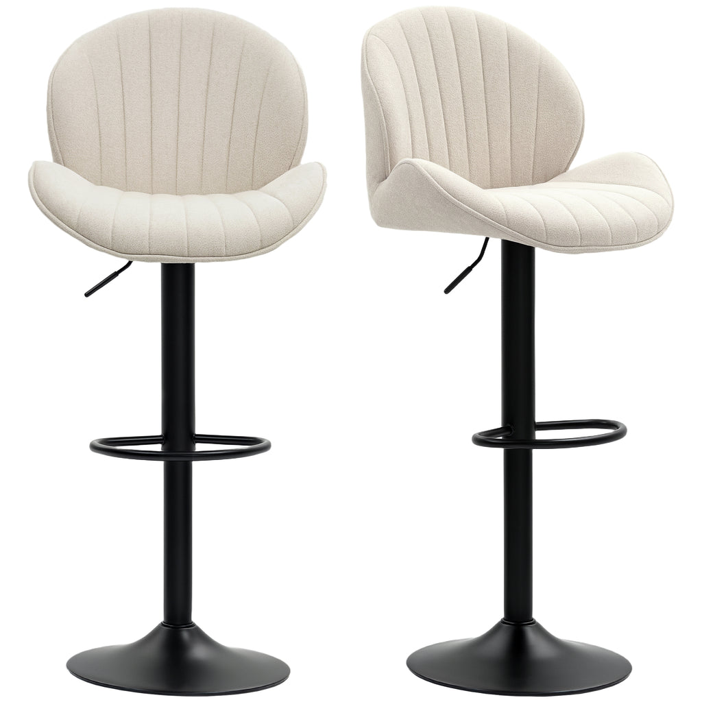 Bar Stools Set of 2, Swivel Barstools with Back, Adjustable Height and Footrest for Kitchen Island, Dining Room, Beige