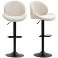 Bar Stools Set of 2, Swivel Barstools with Back, Adjustable Height and Footrest for Kitchen Island, Dining Room, Beige