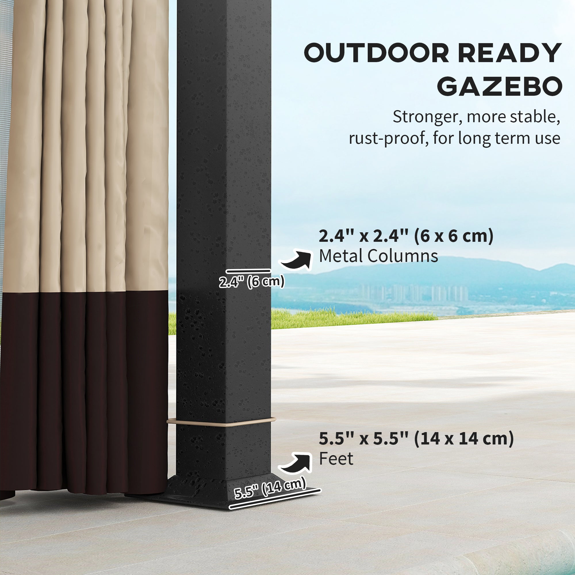 11'Â xÂ 13' Patio Gazebo, Double Roof Outdoor Gazebo Canopy with Netting & Curtains, Galvanized Metal Frame, Khaki