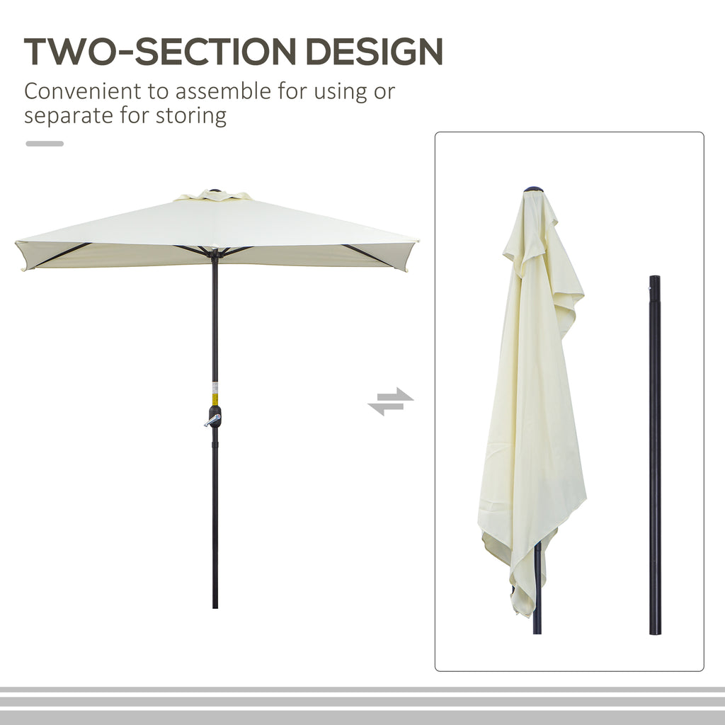 8ft Half Umbrella Outdoor Balcony Parasol Patio Garden Outdoor Window Sun Shade w/ 5 Ribs Beige