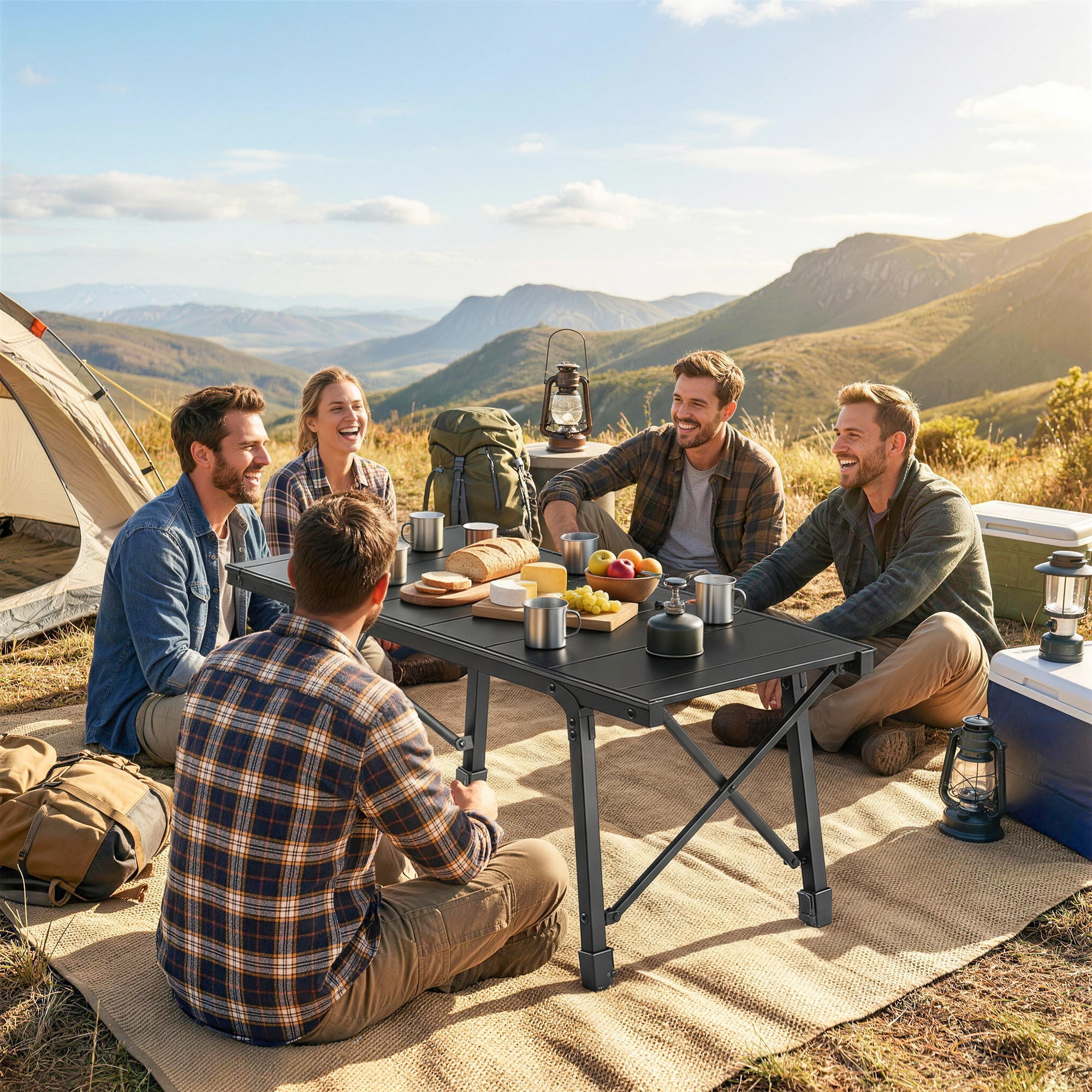 Folding Picnic Table Heavy Duty Camping Table with Removable Plates Non-slip Feet for Outdoor BBQ
