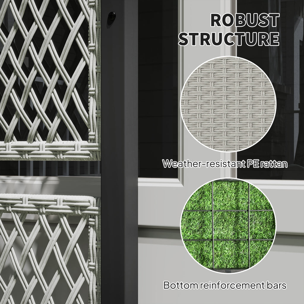 Wicker Outdoor Planter with Trellis, 58" Standing Garden Bed with Liner, Drainage Holes for Climbing Plants, Mixed Grey