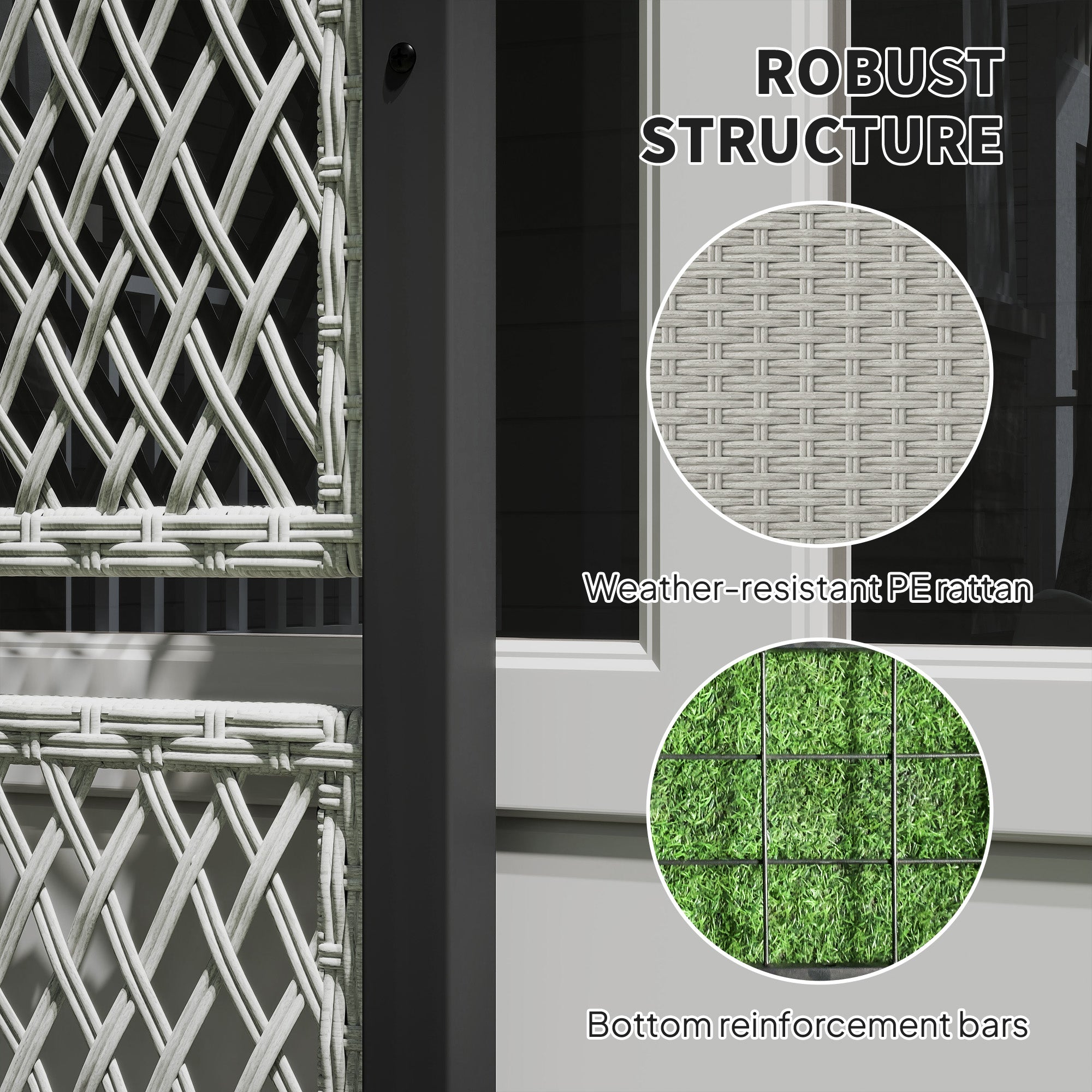 Wicker Outdoor Planter with Trellis, 58" Standing Garden Bed with Liner, Drainage Holes for Climbing Plants, Mixed Grey