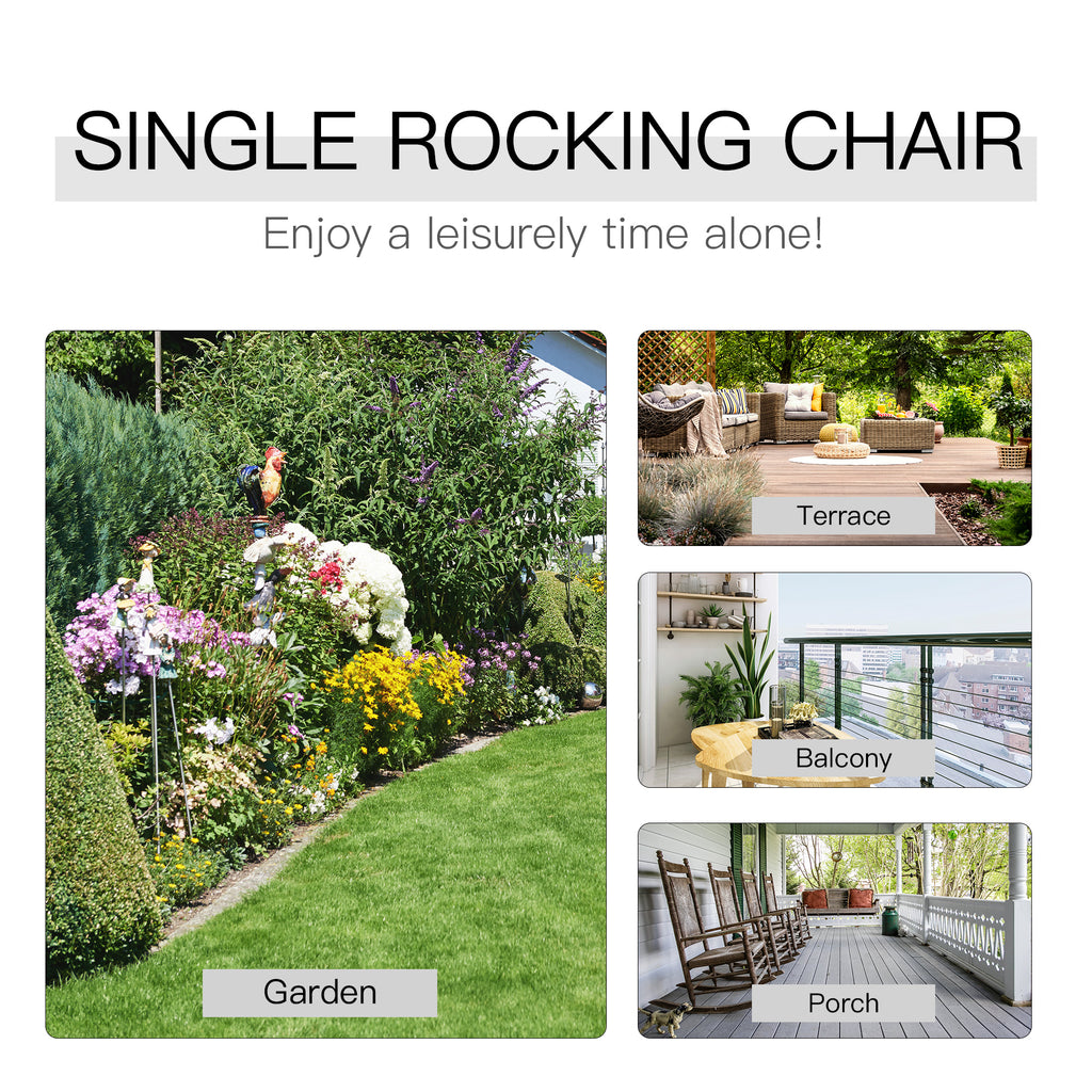 Wooden White Porch Rocking Chair Patio Rocking Single Leisure Reclining Seat Armchair