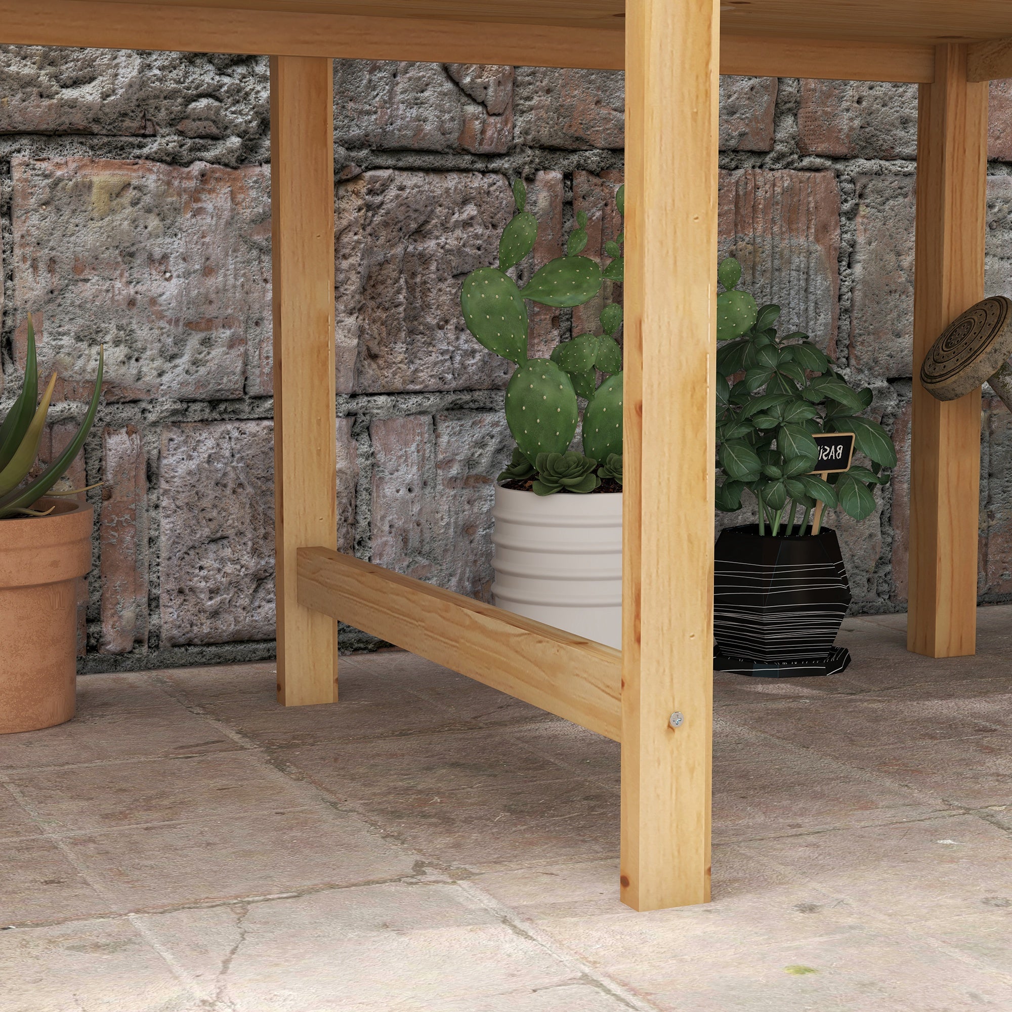 Wooden Raised Planter Box with Drain Holes for Vegetables, Flowers, Outdoor Garden Bed, 45.3x21.7x31.5inch, Natural
