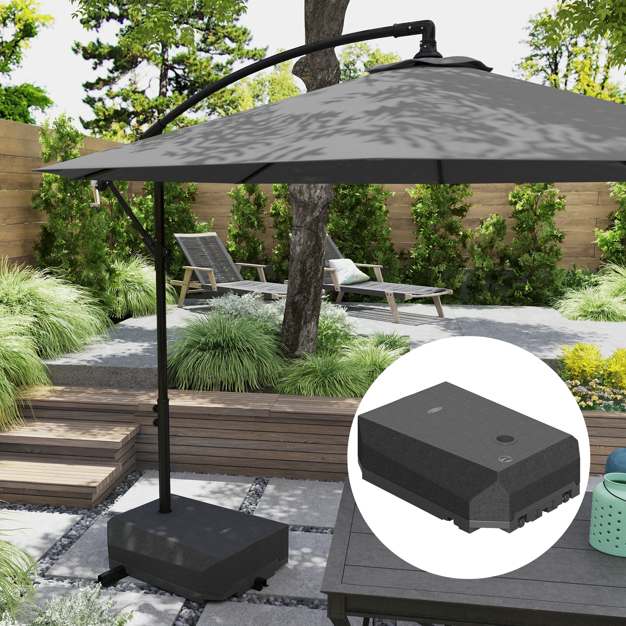 Umbrella Base Plastic Umbrella Stand for Cantilever Umbrella with Wheels, Heavy Duty Umbrella Stand, Water/Sand Filled