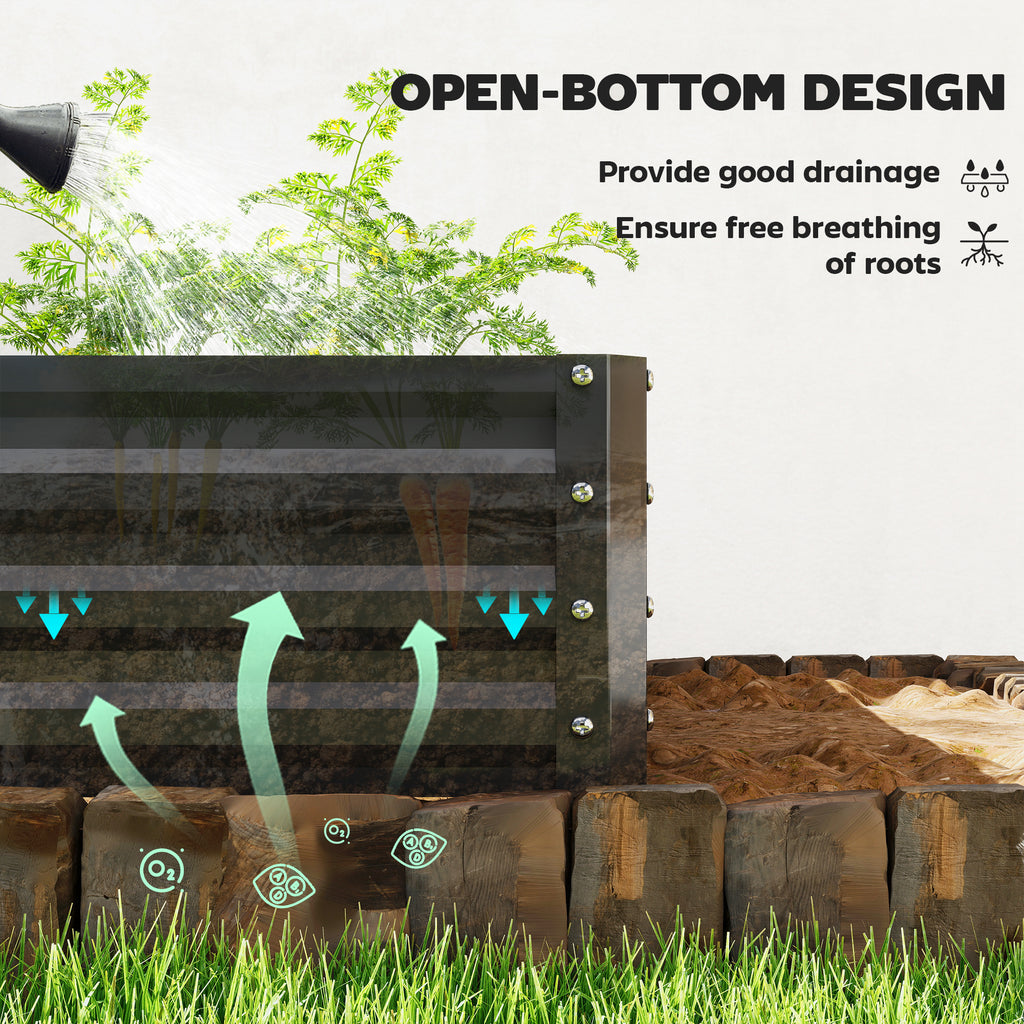 Raised Garden Bed Galvanized Steel Planter Box for Vegetables, Flowers, Herbs, Black