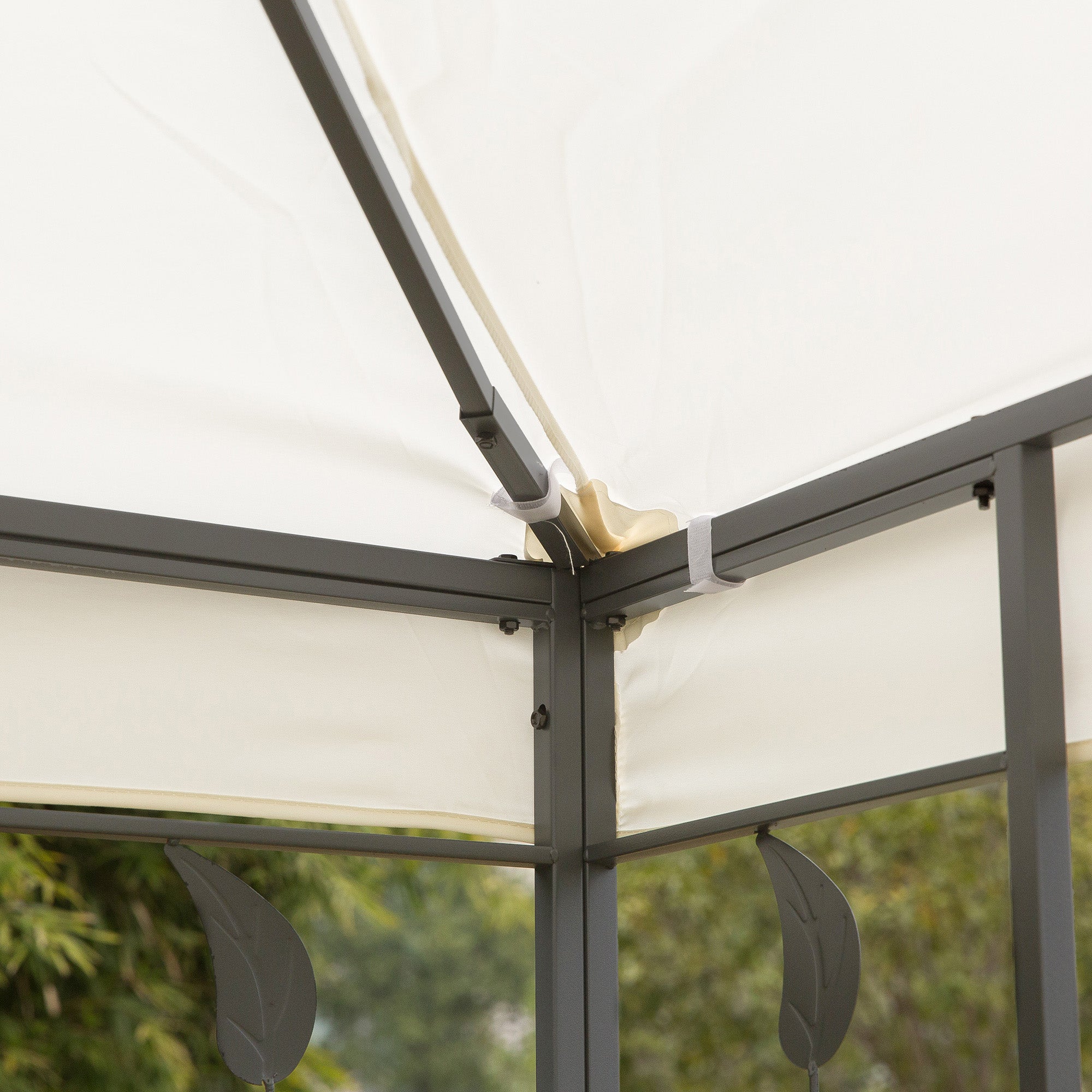 10' x 10' Outdoor Garden Metal Gazebo Patio Canopy Marquee Patio Party Tent Canopy Shelter Vented Roof Decorative Frame, Cream