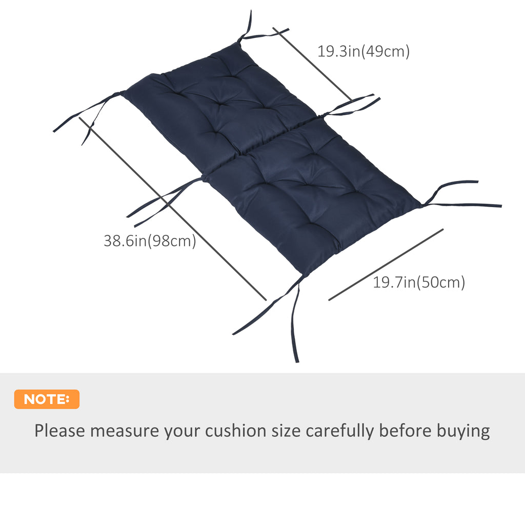 Patio Chair Cushions Set of 2, 39" x 20" x 3" Outdoor Tufted Cushion Set with Ties for Indoor Outdoor Garden Furniture, Dark Blue