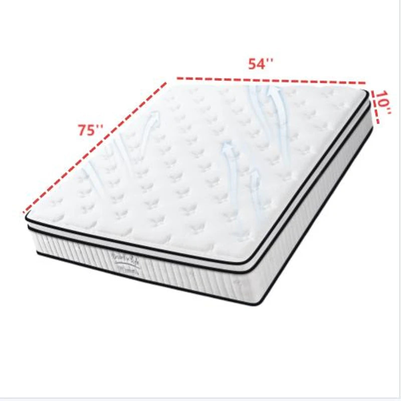 Full size 10 inch hybrid mattress with memory foam and individually wrapped pocket springs