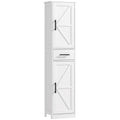 67" Tall Bathroom Cabinet, Narrow Bathroom Storage Cabinet with Drawer, Barn Doors and Adjustable Shelves, White