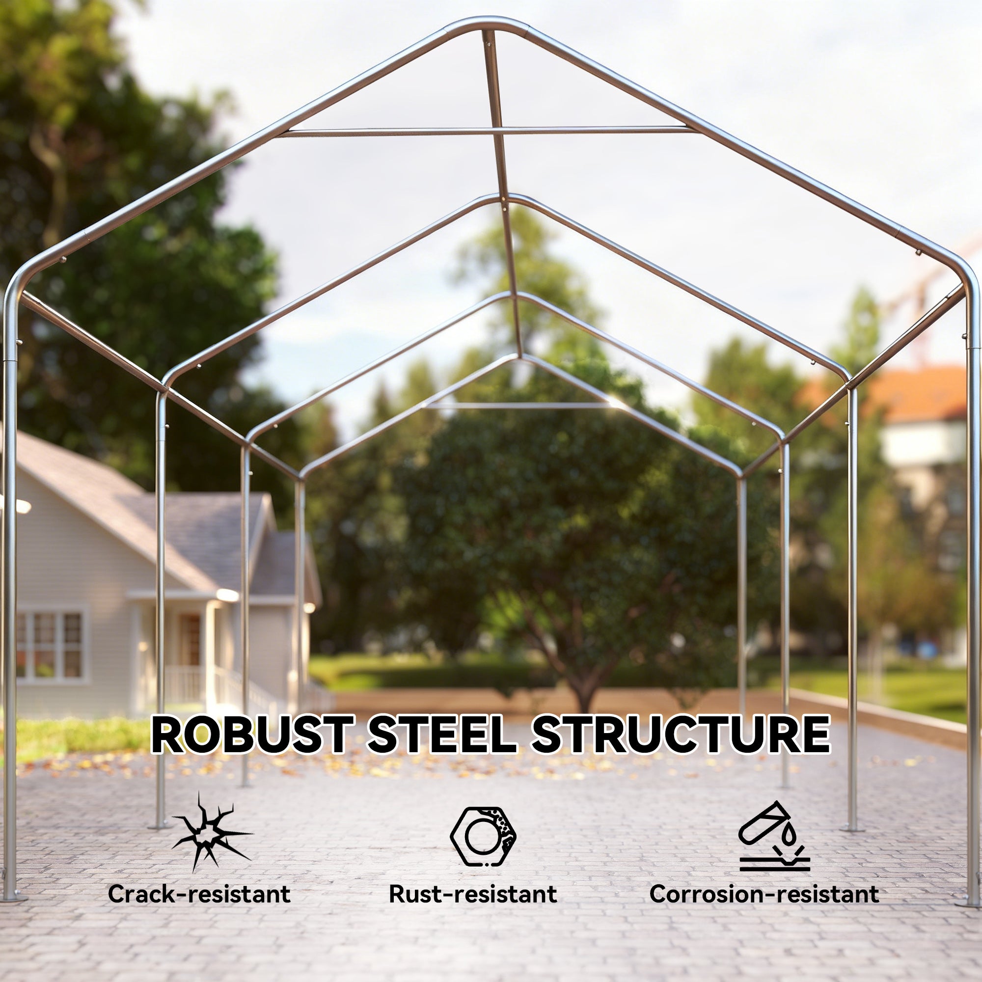 Carport, 10 x 20 ft Portable Garage with 2 Roll-Up Doors and Removable Sidewalls for Car, Truck, Boat, Light Grey