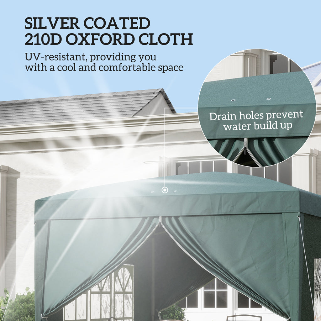 10'x10' Outdoor Pop Up Party Tent Wedding Gazebo Canopy with Carrying Bag (Dark Green)
