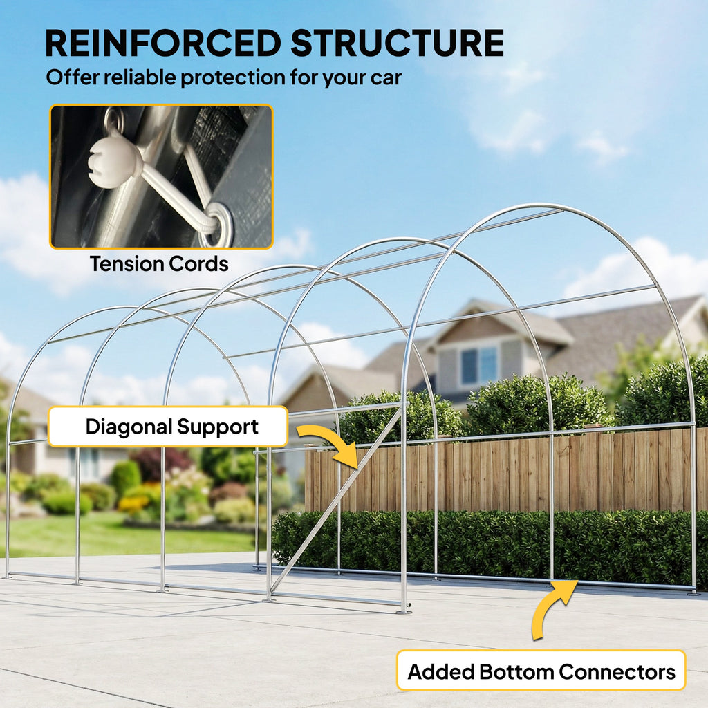 10' x 19' Heavy Duty Carport, Portable Garage Car Canopy Tent Shelter with Reinforced Galvanized Frame, Dark Grey