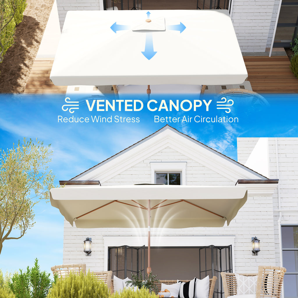 Patio Umbrella 118.1" x 78.7" Outdoor Parasol UV50+ Protection in White