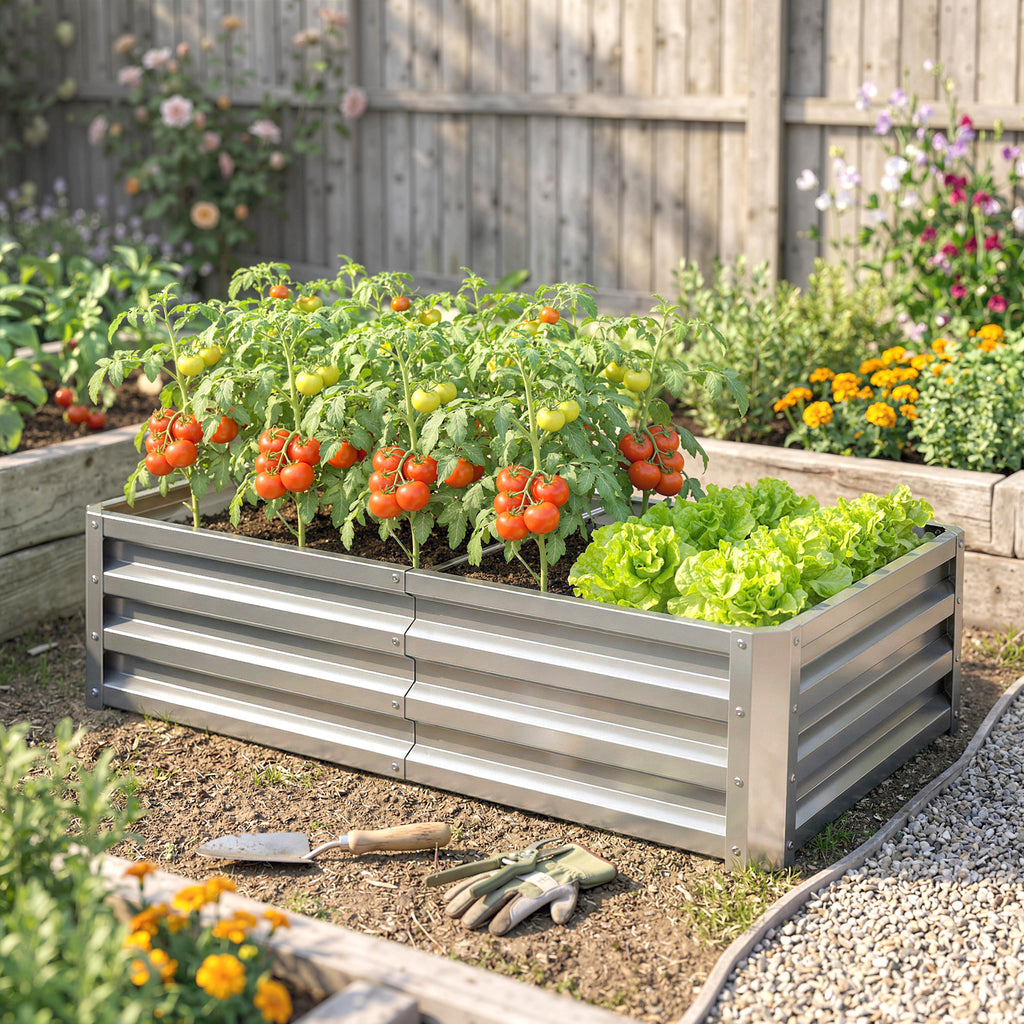 Galvanized Raised Garden Bed, Outdoor Planter Box for Vegetables, Flowers, Herbs, 4' x 2' x 1', Silver