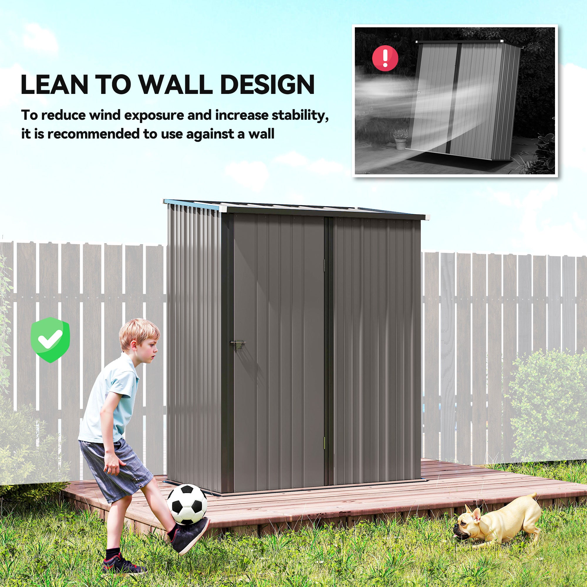 5' x 3' Outdoor Storage Shed, Steel Garden Shed with Single Lockable Door, Tool Storage Shed for Backyard, Light Grey