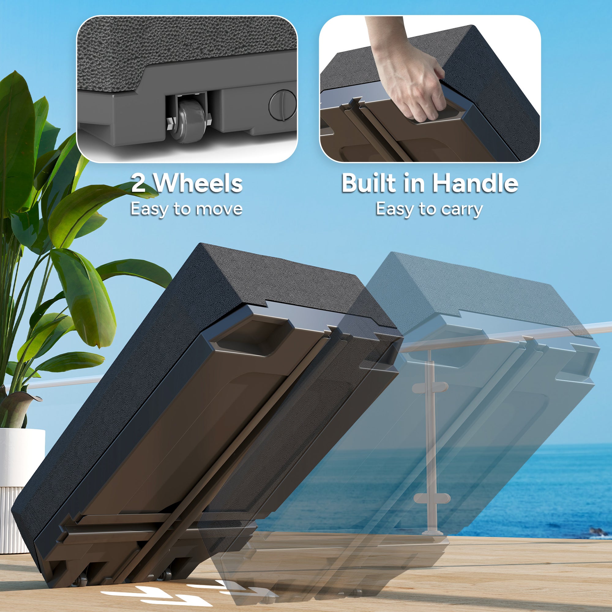 Umbrella Base Plastic Umbrella Stand for Cantilever Umbrella with Wheels, Heavy Duty Umbrella Stand, Water/Sand Filled