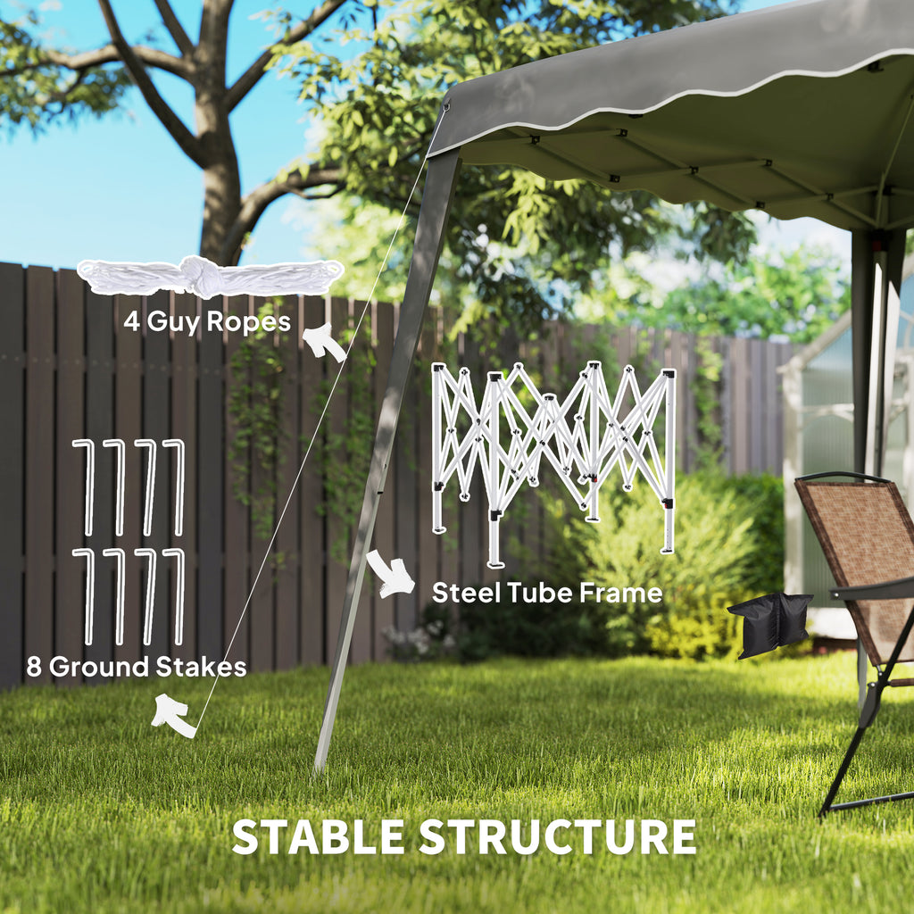 8' x 8' Pop Up Canopy, Outdoor Foldable Tent, Portable Canopy Tent with Carrying Bag for Camping, Party, Picnic, Grey