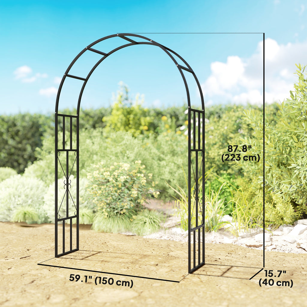 7.3ft Steel Garden Arch Trellis, Garden Arbor Trellis for Climbing Plants Roses Wisteria Vines, Flower Arch Wedding Arch Stand for Bridal Party Ceremony Decoration, Black