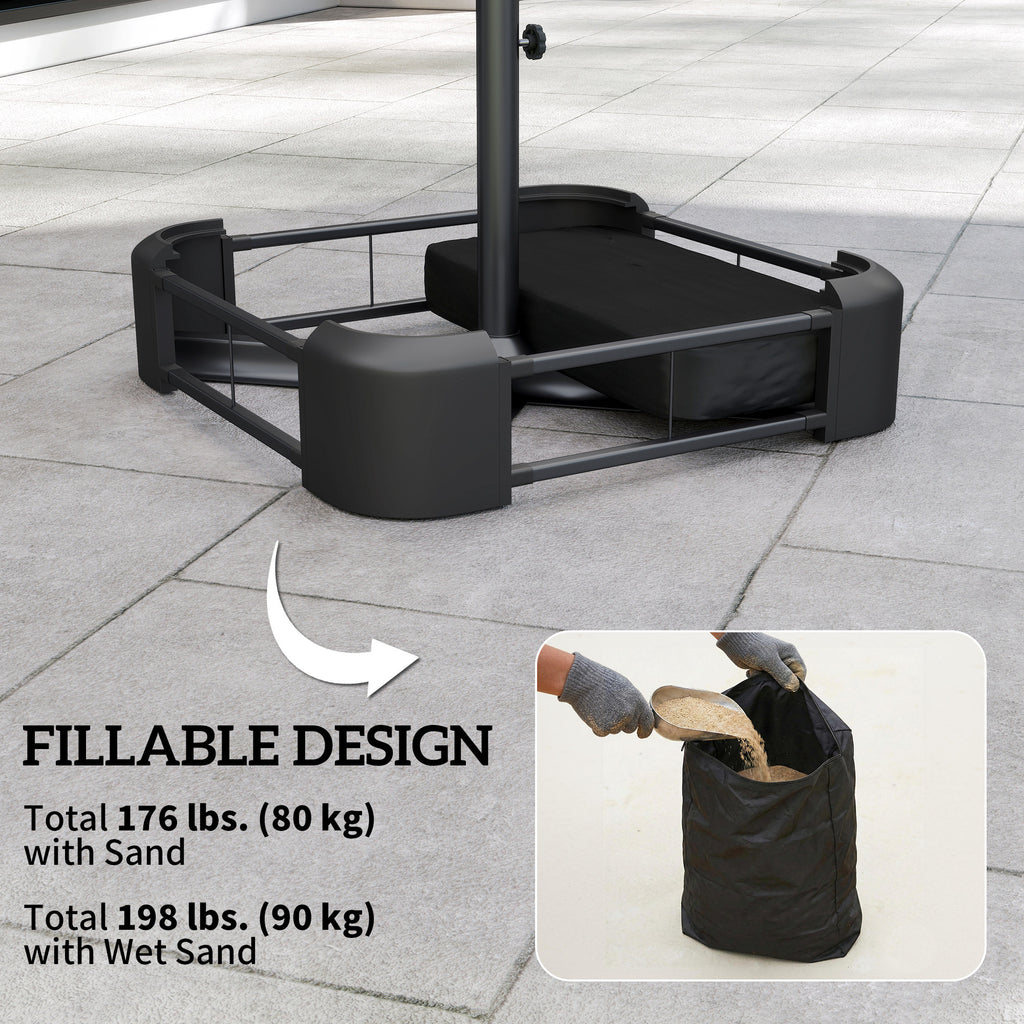 Garden Parasol Base 176 lbs Sand Filled Heavy Duty Stand for Cantilever Umbrellas and 1.89" Poles Black