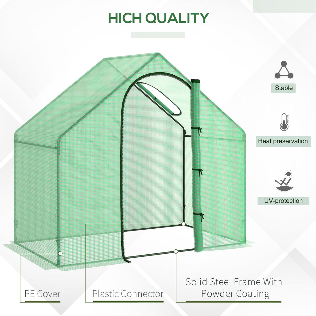 6 x 3.3 x 5.5ft Walk-in Garden Greenhouse with Door & Top Window, Portable Mini Greenhouse for Plants Flowers Herbs Tomatoes, Outdoor Hot House Growing Tent with Steel Frame & PE Cover