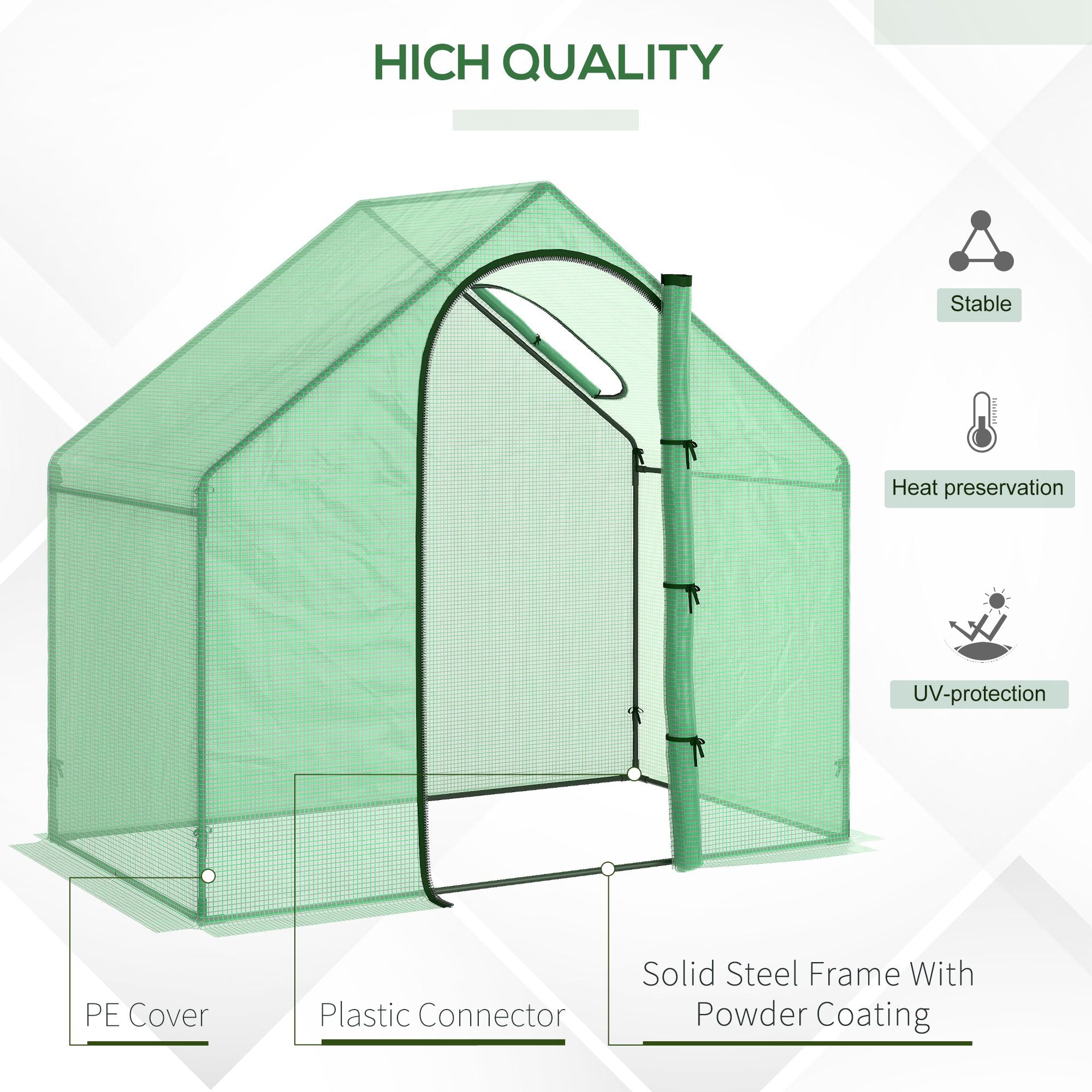 6 x 3.3 x 5.5ft Walk-in Garden Greenhouse with Door & Top Window, Portable Mini Greenhouse for Plants Flowers Herbs Tomatoes, Outdoor Hot House Growing Tent with Steel Frame & PE Cover
