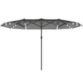 173" Double-Sided Sun Umbrella Garden Parasol Patio Sun Shade Outdoor with LED Solar Light, No Base Included, Dark Gre
