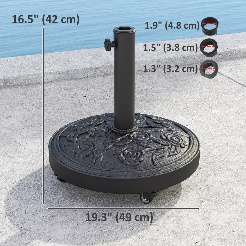 46 lbs Resin Round Patio Umbrella Base, Umbrella Stand with Wheels, Outdoor Umbrella Stand, Black