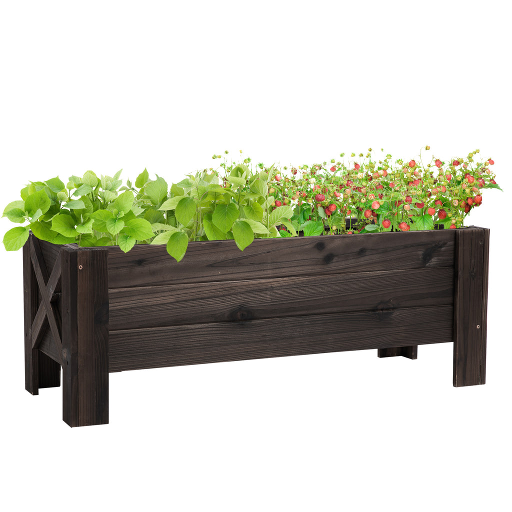 3.3 x 1.2 x 1.2 ft Garden Raised Bed Planter Grow Containers for Outdoor Patio Plant Flower Vegetable Pot, Carbonized