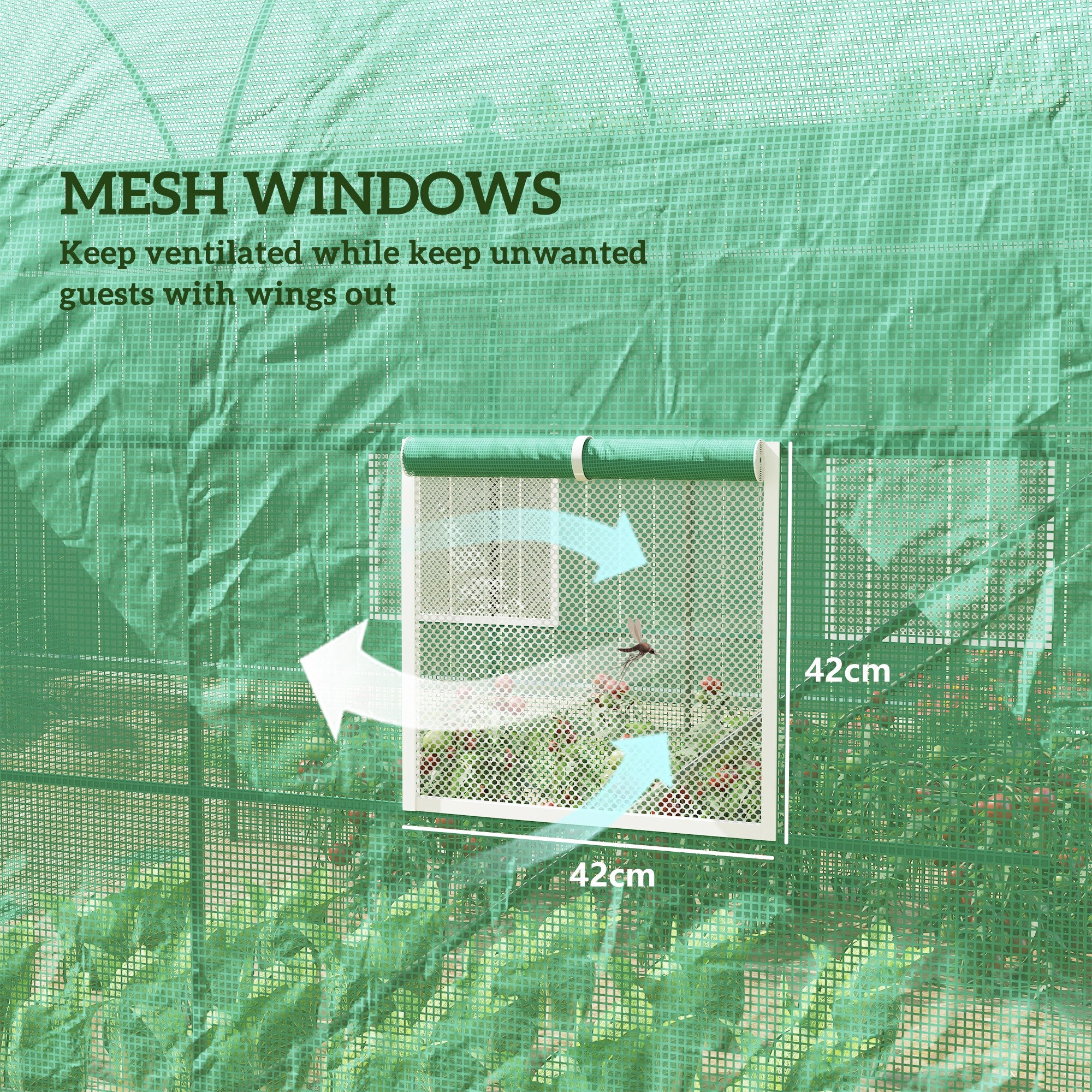 8'x6.6'x6.6' Heavy Duty Walk-in Greenhouse Garden Tunnel Hot House Outdoor Flower Vegetable Growth Warm House Roll Up Door, Windows, Steel