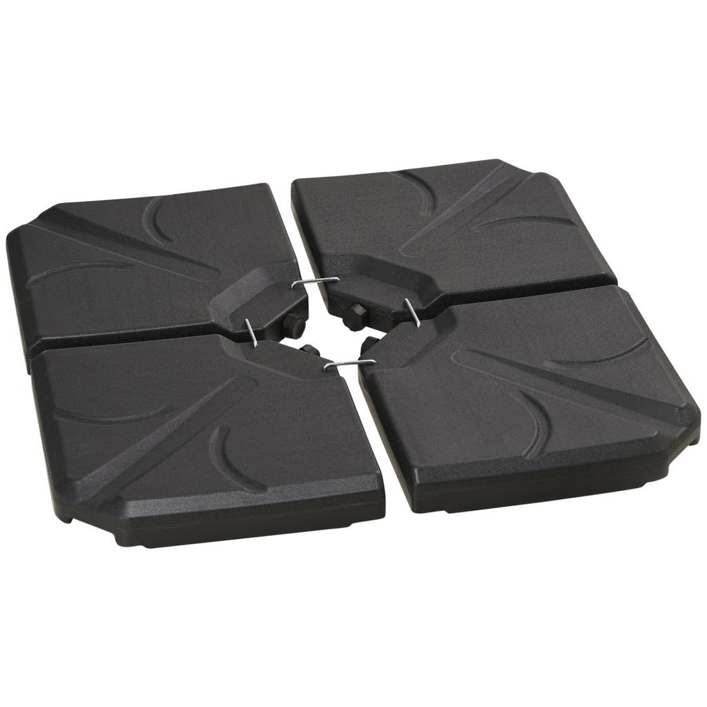 4 Piece Umbrella Base Stand Cantilever Offset Patio Umbrella Weight Plates w/ U Locking, 123 lb Capacity Water or 158 lb Capacity Sand, Black