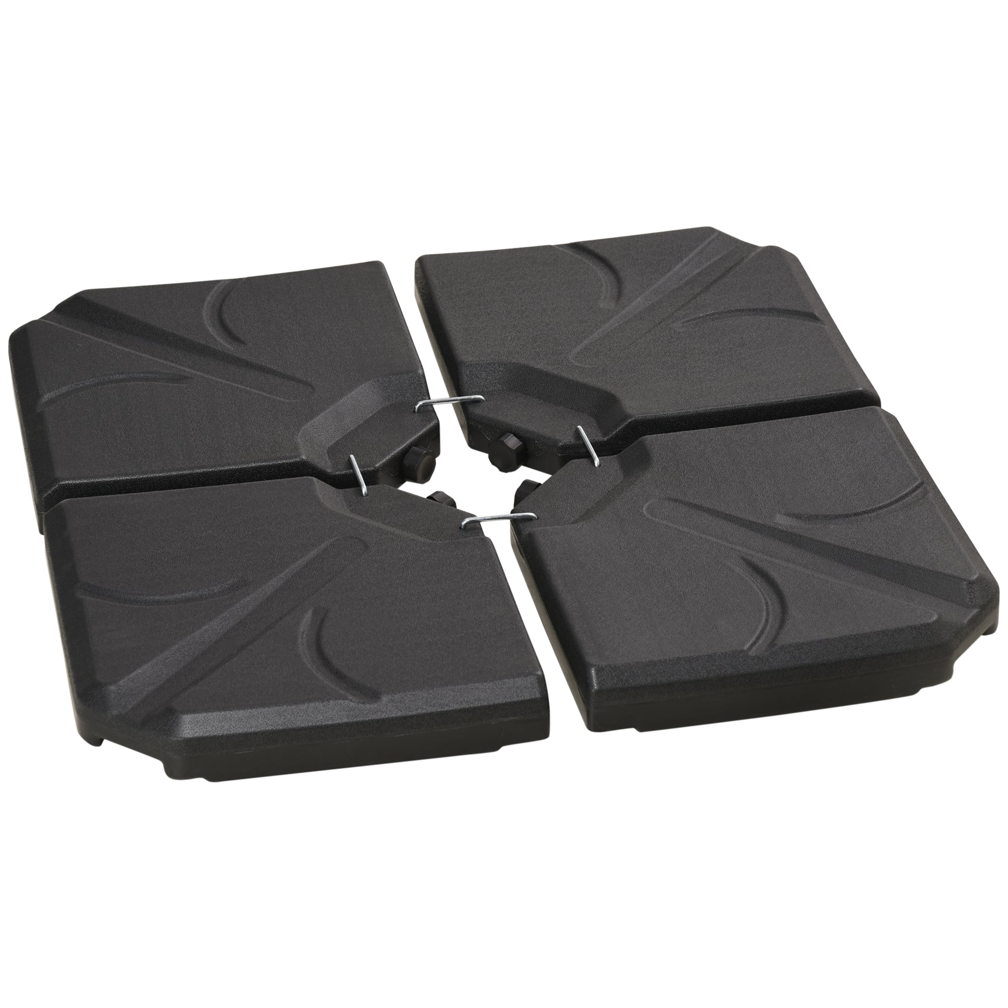 4 Piece Umbrella Base Stand Cantilever Offset Patio Umbrella Weight Plates w/ U Locking, 123 lb Capacity Water or 158 lb Capacity Sand, Black