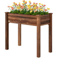 34" x 18" x 30" Wooden Patio Raised Garden Bed Planter, Elevated Planter Box with Legs, Carbonized