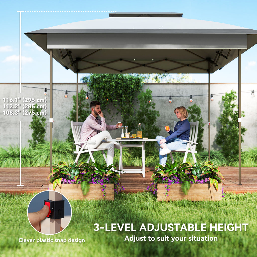 12' x 12' Pop Up Canopy Sun Shade Instant Tent Folding with Mesh Sidewalls, Grey