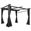 Metal Pergola with Sliding Roof Canopy, Retractable Pergola Canopy, 10' x 10', Black