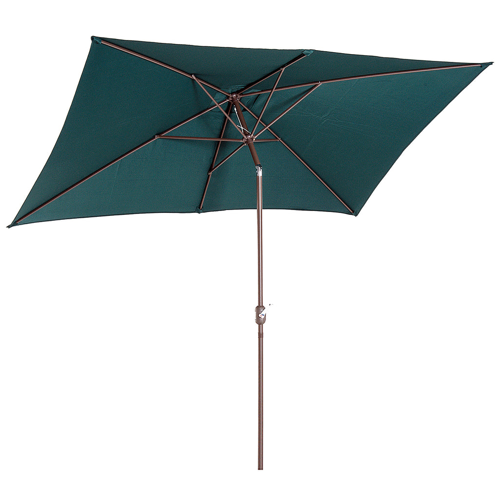 6.5x10ft Rectangle Aluminum Tilt Patio Umbrella Garden Market Parasol Outdoor Sunshade Canopy with Crank(Green)
